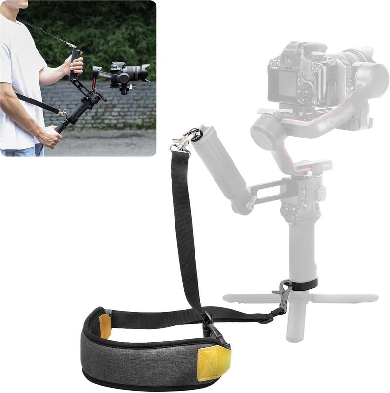 Cap Art Adjustable Shoulder Strap with 1/4" Screw Baseplate for DJI RS 3 / RS 4 / RS 4 Pro Gimbal Stabilizer, Hand Free Stress Relief Comfortable Soft Padding Ergonomic Design - Image 1